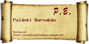 Palánki Barnabás névjegykártya